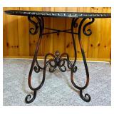 Tuscan Style Metal Base Round Dining Table with 2 Chairs Table: 38"D, 30"H, Chairs: 20"D x 17"W x 37"H - Seat Height 19"