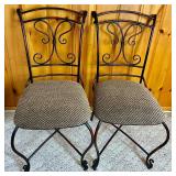 Tuscan Style Metal Base Round Dining Table with 2 Chairs Table: 38"D, 30"H, Chairs: 20"D x 17"W x 37"H - Seat Height 19"