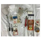 Fishing Collection - Plano Tackle Box with Rapala Lures, Spoons, 30+ Crappie Jigs, Assorted Hooks, 2 Plano StowAways, Sinkers, Vintage Mess Fish Keeper, and Other Treasures