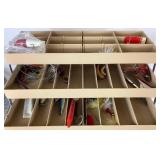 Fishing Collection - Plano Tackle Box with Rapala Lures, Spoons, 30+ Crappie Jigs, Assorted Hooks, 2 Plano StowAways, Sinkers, Vintage Mess Fish Keeper, and Other Treasures