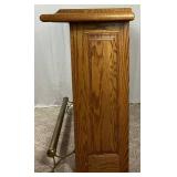 Solid Oak Bar and 3 Swivel Bar Stools - Bar 53.25"W x 19"D x 41"H Bar Stool:17"W x 19"D x 40"H - 27" Seat Height  - Note: Small tear in one bar stool, and patch on another bar stool