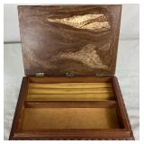 Genuine Mahogany Jewelry Box with Incolay Stone Top by Dante Carpenter