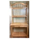 Light Wood Bakers Rack with 3 Top Tiers and Bottom Shelf  - 36" L x 18" D x 72.5" H