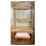 Light Wood Bakers Rack with 3 Top Tiers and Bottom Shelf  - 36" L x 18" D x 72.5" H