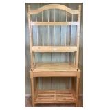 Light Wood Bakers Rack with 3 Top Tiers and Bottom Shelf  - 36" L x 18" D x 72.5" H