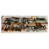 Assorted Hand Tool Set- includes: Hammers, ScrewDrivers, Pry Bar, Hatchet, Hand Saws, Sledge Hammer, 9 Piece Nut Driver Set, Wire Cutters, and Much More