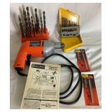 Black & Decker Corded Power Tools Set - 7.25"  Circular Saw,  1/3 HP Jig Saw, 3/8" Variable Spped Reversing Drill, Bit Set, Lawn Mower Sharpener, Ryobi 95 pc Drill and Impact Driver Set, Stanley Miter