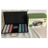 Poker Chip Set  - 300 Piece with Aluminum Case and Deluxe Card Shuffler