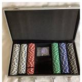 Poker Chip Set  - 300 Piece with Aluminum Case and Deluxe Card Shuffler