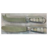 Mother of Pearl Trivet Serving Tray with Matching Cheese and Spread Knives- Tray: 12"W x 7.5"D, Knives: 7" L
