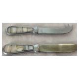 Mother of Pearl Trivet Serving Tray with Matching Cheese and Spread Knives- Tray: 12"W x 7.5"D, Knives: 7" L