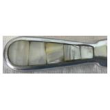 Mother of Pearl Trivet Serving Tray with Matching Cheese and Spread Knives- Tray: 12"W x 7.5"D, Knives: 7" L