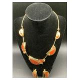 Copper Statement Jewelry Set with Necklace and Earrings, Vintage Bangle Bracelet plus Vibrant Bubble Bead Set - Necklace and Earrings