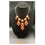 Copper Statement Jewelry Set with Necklace and Earrings, Vintage Bangle Bracelet plus Vibrant Bubble Bead Set - Necklace and Earrings