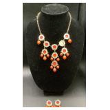 Copper Statement Jewelry Set with Necklace and Earrings, Vintage Bangle Bracelet plus Vibrant Bubble Bead Set - Necklace and Earrings