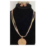 Collection of Pink and Rose Gold Tone Necklaces, Bracelets and Earrings