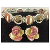 Collection of Pink and Rose Gold Tone Necklaces, Bracelets and Earrings