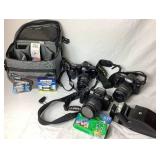 35mm Camera Collection - 2 Minolta Cameras (Maxxum 300si and Maxxum7000i) , 1 Pentax PZ-10, and Minolta Maxxum 3200i Flash