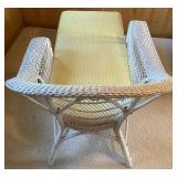 4 Pc Wicker Patio Set with Yellow Cushions