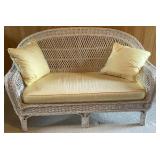 4 Pc Wicker Patio Set with Yellow Cushions