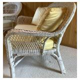4 Pc Wicker Patio Set with Yellow Cushions