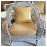 4 Pc Wicker Patio Set with Yellow Cushions