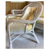 4 Pc Wicker Patio Set with Yellow Cushions