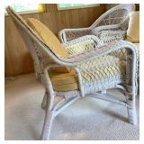 4 Pc Wicker Patio Set with Yellow Cushions