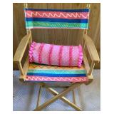 Set of 4 Beach Themed Folding Directors Chairs and 4 Accent Pillows