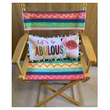Set of 4 Beach Themed Folding Directors Chairs and 4 Accent Pillows