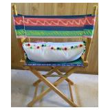 Set of 4 Beach Themed Folding Directors Chairs and 4 Accent Pillows