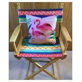 Set of 4 Beach Themed Folding Directors Chairs and 4 Accent Pillows