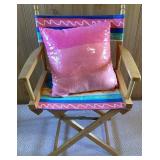 Set of 4 Beach Themed Folding Directors Chairs and 4 Accent Pillows