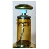 Gold Metal 3 Tier Bar Cart with Vintage Amber Glass Musical Decanter