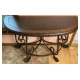 Rafferty Sofa Table and Side Accent Table with Scrolling Metal Legs