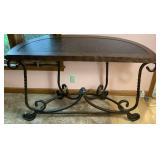 Rafferty Sofa Table and Side Accent Table with Scrolling Metal Legs