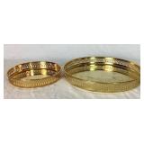 Vintage Scandia Gold Plated Trays - Etched Floral Design - Sweden