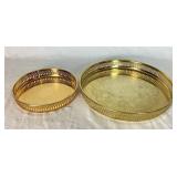 Vintage Scandia Gold Plated Trays - Etched Floral Design - Sweden