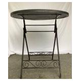 3 Pc Bistro Set with Black Metal Frame and Black & White Tiled Mosaic Tabletop