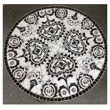 3 Pc Bistro Set with Black Metal Frame and Black & White Tiled Mosaic Tabletop