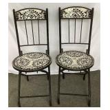 3 Pc Bistro Set with Black Metal Frame and Black & White Tiled Mosaic Tabletop