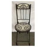 3 Pc Bistro Set with Black Metal Frame and Black & White Tiled Mosaic Tabletop
