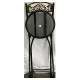 3 Pc Bistro Set with Black Metal Frame and Black & White Tiled Mosaic Tabletop
