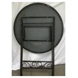 3 Pc Bistro Set with Black Metal Frame and Black & White Tiled Mosaic Tabletop