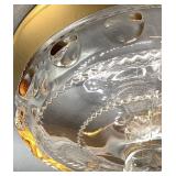 Vintage Kings Crown Thumbprint Compote and Vintage Milk Glass Deviled Egg Plate with Gold Trim