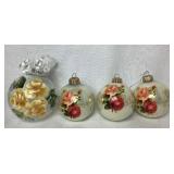 Large Ornament Collection in Greens, Golds, Rust and Creams in Ornament Keeper Tote