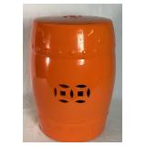 Mandarin Orange Double Coin Pattern Round Stool
