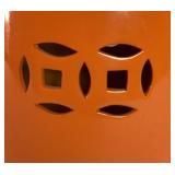 Mandarin Orange Double Coin Pattern Round Stool