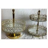 Gold Glass Two Tier Stand and Gold Dessert Display Stand