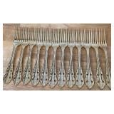 Wallace Silver Antique Baroque (Gold Electroplate) Flatware Set in Original Wood Box